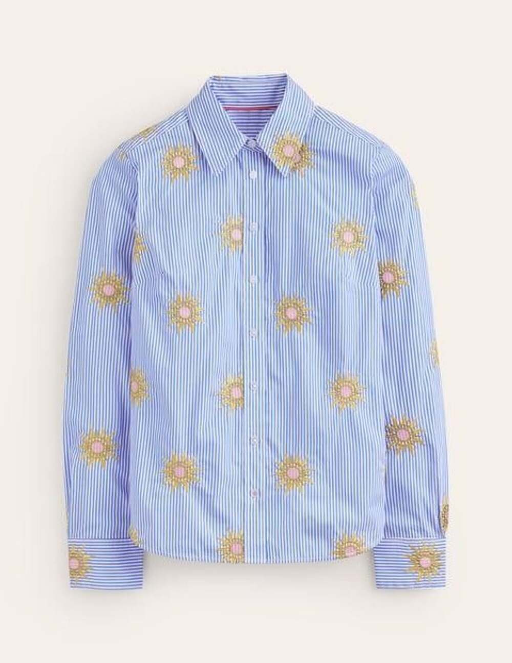 Boden Embroidered Sun Shirt Blue Striped Cotton US Size 2